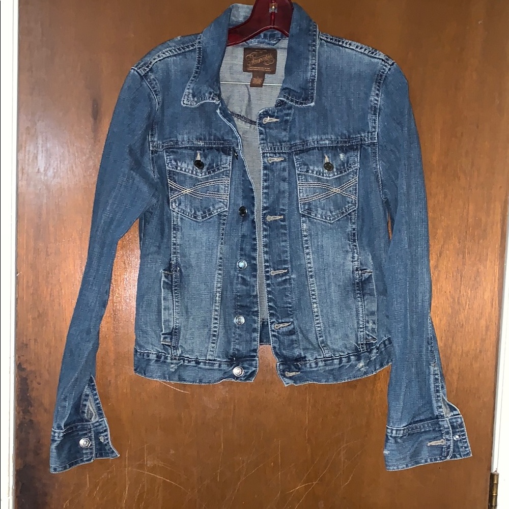 Aeropostale Blue Jean Jacket Cropped Distressed